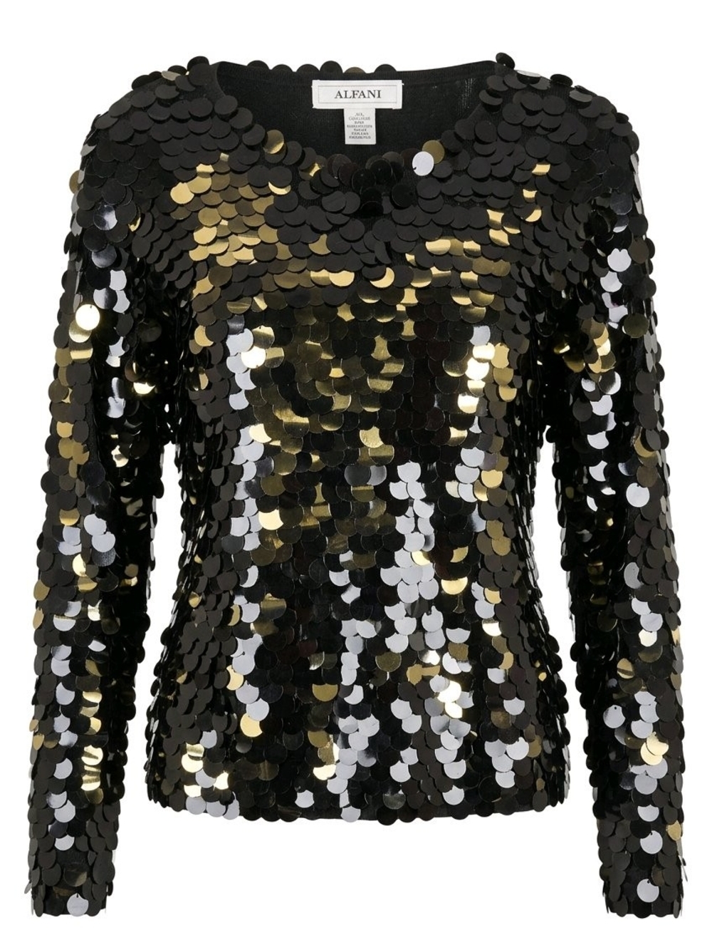 STUDIO Women's Black Sequin Long-Sleeve Top